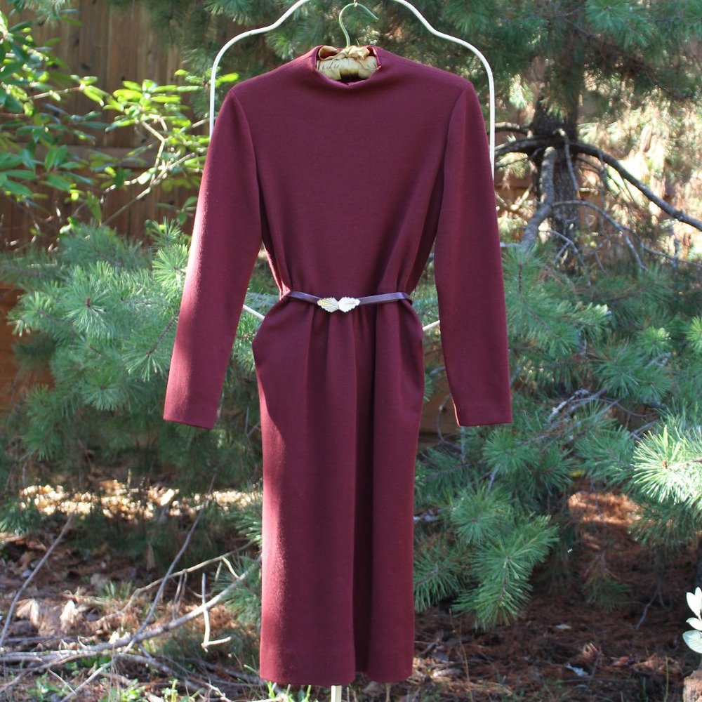 Vintage Belted Peplum Knit Wiggle Dress
